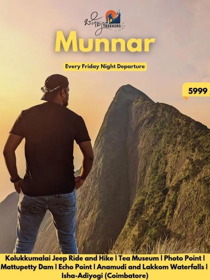 Our flyer for the Munnar and Kolukkumalai trip, featuring the sunrise jeep ride, tea museum, and a hike to Echo Point.