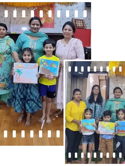More group photos from our art session. It’s wonderful to see the children and teachers celebrating their creative accomplishments together.