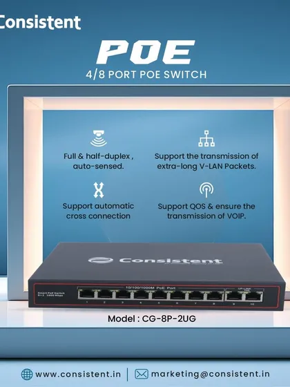 This 4/8 Port POE Switch is designed to streamline your network setup. It supports full and half-duplex auto-sensing and ensures the quality of service for VoIP transmission, making it a versatile hub for your connected devices.