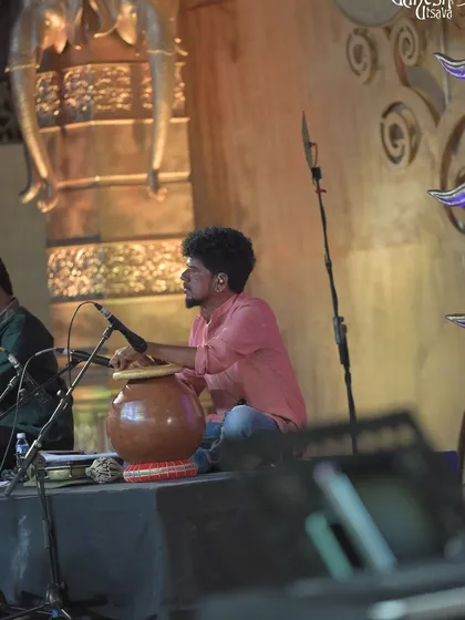 The ghatam player adding his unique earthy sound to our ensemble at the Bengaluru Ganesh Utsava.