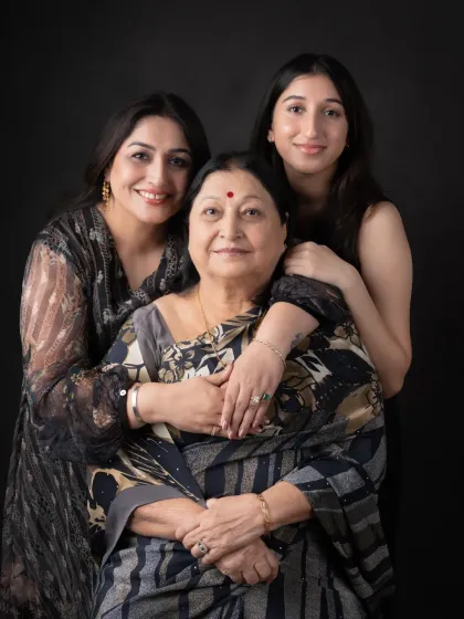 There is nothing more powerful than the bond between generations. We captured this beautiful portrait of a grandmother, mother, and daughter in our studio, creating a timeless memory for their family to cherish.