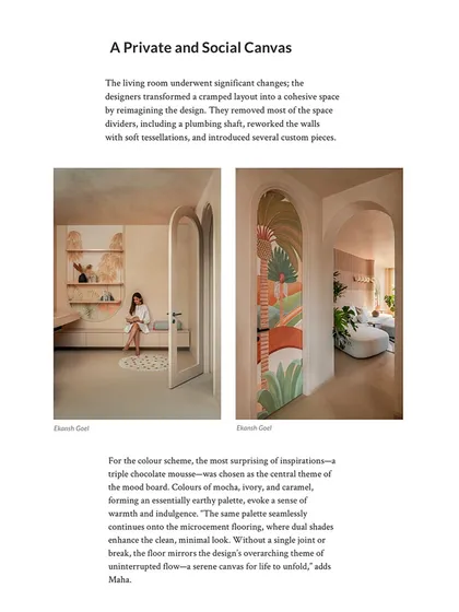 This page from our AD feature showcases the hand-painted artwork on the hidden powder room door, a detail that adds an element of surprise and artistry.