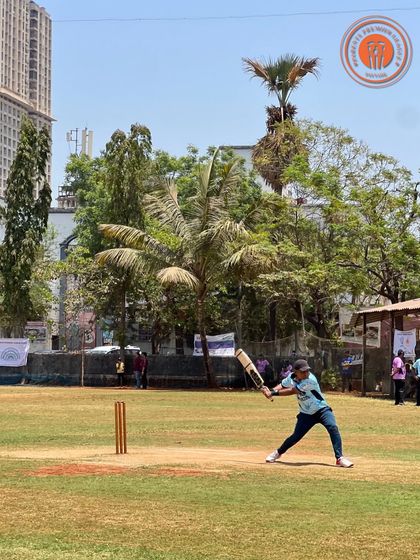 A batsman executes a powerful drive during a men's PPL match on our Kandivali ground.
