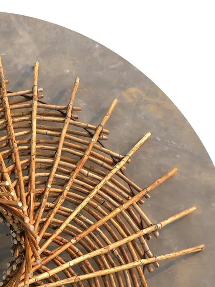 Another angle of the bamboo roof maquette, showing the radial pattern of the primary bamboo members. This model was essential for perfecting the complex joinery.