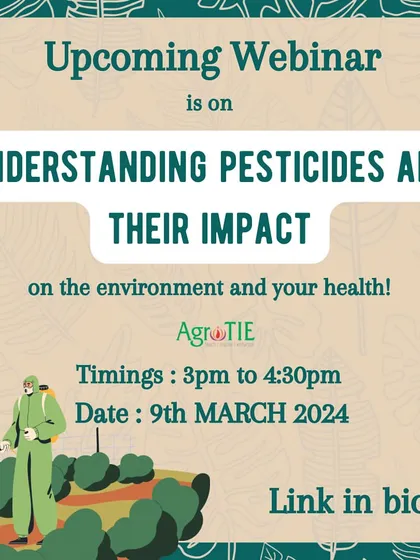 An announcement for our webinar on understanding pesticides and their impact on the environment and your health. We believe in educating our community about conscious food choices.