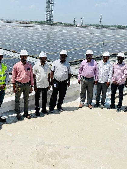 The project team during the commissioning of the rooftop solar plant for Biological E. Limited. We work closely with our clients to ensure every project is delivered to the highest standards of quality and safety.