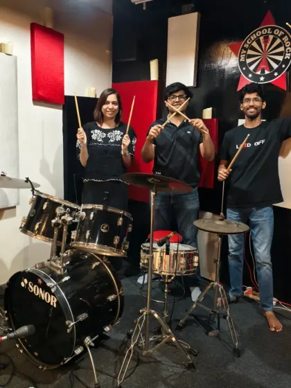 The energy after a killer beginner drum workshop. We provide the full kit and the guidance, you bring the enthusiasm to learn your first beat.
