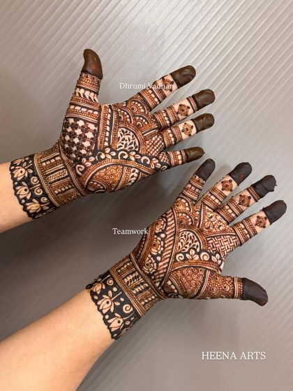 A beautiful back-hand design done by my team, showcasing intricate floral and geometric patterns.