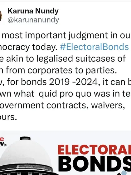 The Supreme Court's decision to strike down the Electoral Bonds scheme was a monumental victory for transparency in our democracy. I argued that these bonds were akin to legalized corruption, and this judgment helps stem the tide of oligarchic control over our political process.