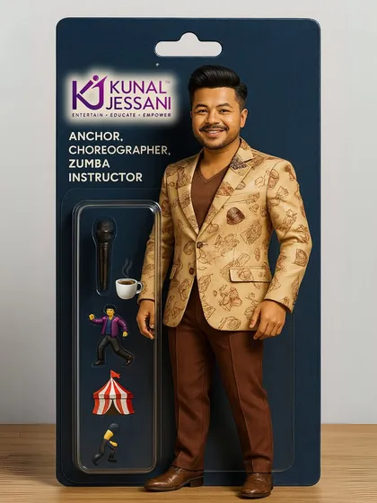We had some fun creating this Kunal Jessani action figure. It is a playful nod to everything I do as an anchor, choreographer, and Zumba instructor, all packed into one.