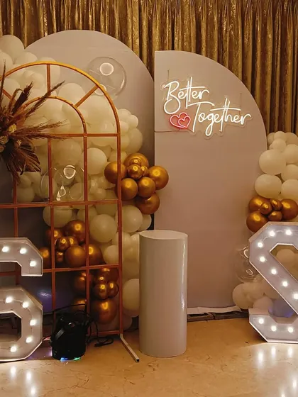 The same anniversary setup under softer lighting, showcasing its versatility for creating a romantic and intimate atmosphere.