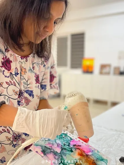 Using a hairdryer is another great technique to spread the alcohol ink and create soft, blended effects.