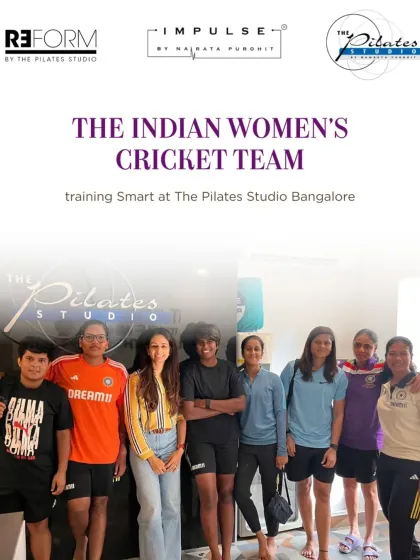 The Indian Women's Cricket Team training smart at our Bangalore studio. We are proud to support these elite athletes with Pilates programs designed to build resilience, strength, and peak performance.