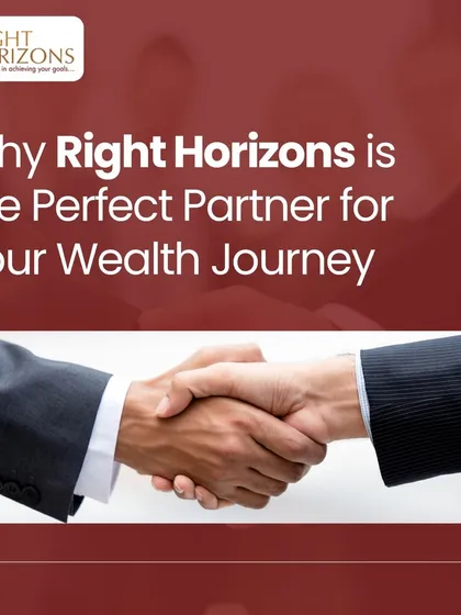 The introductory slide for our carousel explaining why Right Horizons is the perfect partner for your wealth journey. The image of a handshake symbolizes our commitment to building a trusted partnership with our clients.