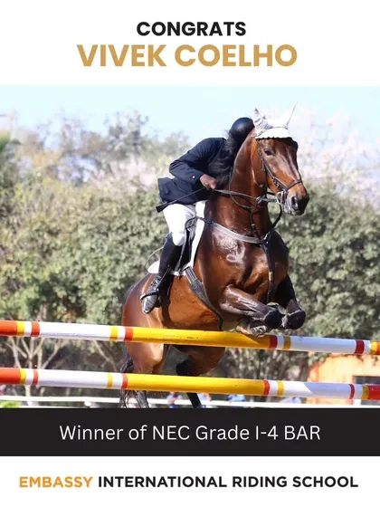 Congratulations to Vivek Coelho on winning the NEC Grade I-4 BAR. We are proud to host championships and see our associated riders achieve such great results.