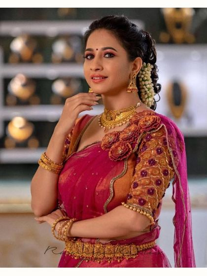 Actress Manvita Kamath looks stunning in this exquisite 3D embellished half saree set, a perfect inspiration for the wedding season.