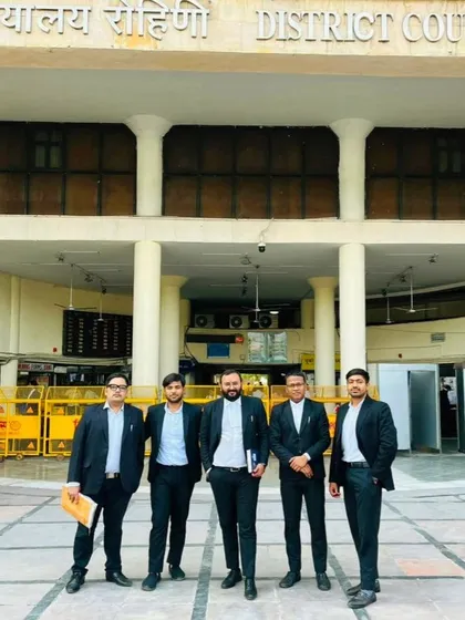 My team and I outside the Rohini District Court. Having a strong, coordinated team is crucial for handling matters effectively across different courts in Delhi, from bail applications to trial proceedings.
