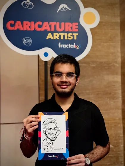 Another smiling face from the Fractal25 event. Each guest leaves with a personalized piece of art to remember the celebration.