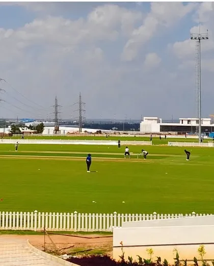 A view of the pristine grounds at the National Cricket Academy. A perfect setting for high-quality training.