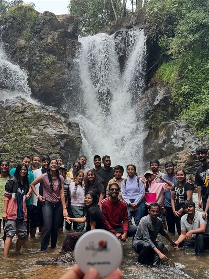 A refreshing dip in a waterfall is the perfect reward during our Gangadikal trek in the Kudremukha region.