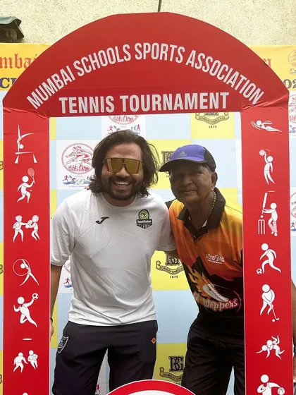 Our founder with a guest at the Inter-school MSSA tournament 2023. We are deeply involved in the local tennis community.