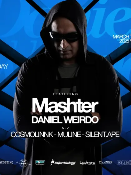 My individual artist poster for the Daniel Weirdo event. The blue and black design created a cool, futuristic vibe.