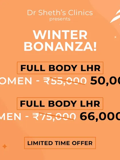 Our Winter Bonanza is the perfect opportunity to start your laser hair reduction journey. This offer features special discounted pricing for full body treatments for a limited time.
