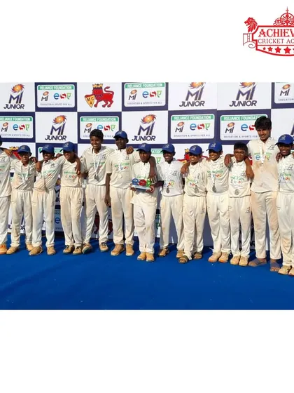 Our U-14 team from Modern English School celebrating their runners-up finish at the MI Junior Tournament.