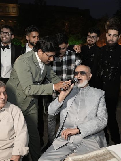 A royal Muslim wedding at Suryagarh, Jaisalmer. I specialize in engaging guests respectfully, ensuring comfort and class go hand-in-hand, which is crucial for such elegant events.