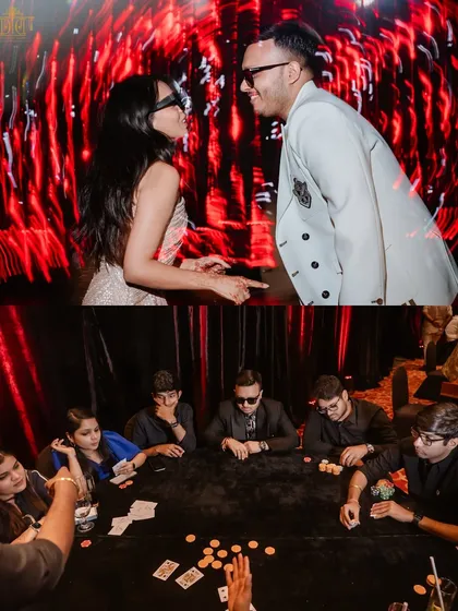 A casino-themed after-party is a fantastic way to keep the energy high. For this event, we set up professional poker tables where guests could unwind and have some fun, adding an element of playful competition to the night.