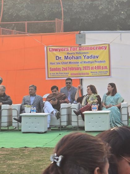 Attending a lawyers' meet organized by Senior Advocate Ms. Pinky Anand, with the Chief Minister of Madhya Pradesh. These discussions on governance are insightful and important.