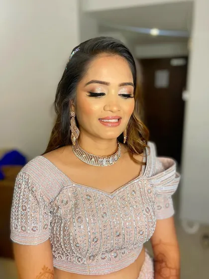 The perfect party look with a focus on shimmering eyes and radiant skin.