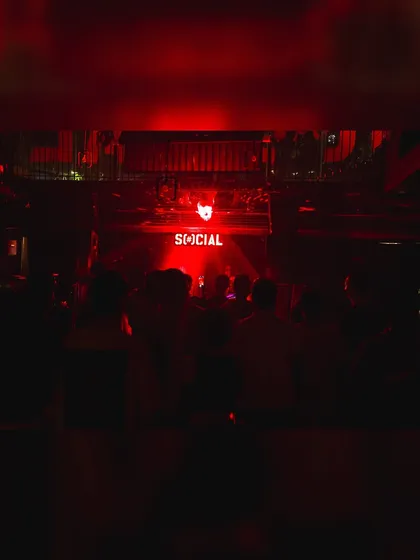 A shot from Khar Social during a strictly bass night. The red glow of the club sets the perfect tone for an underground music session.