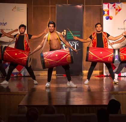 Another shot of our energetic dhol performance. We offer professional dance troupes for corporate and special events.