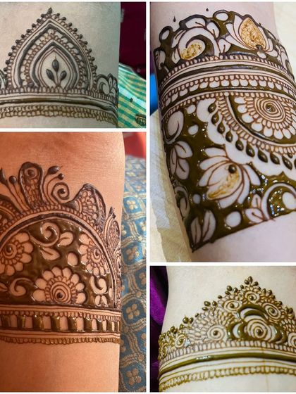 A collection of some of my bridal "start-ups" or armband designs. These decorative bands are the starting point for a full bridal mehendi.