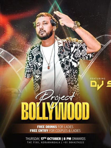 A poster for 'Project Bollywood', a themed Thursday night dedicated to desi beats.