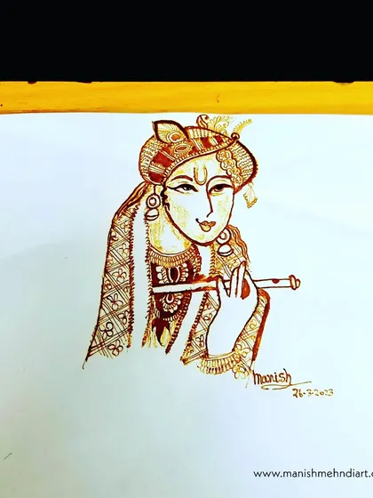 A practice sketch of Lord Krishna playing his flute. I spend hours perfecting these figures to ensure they are depicted with the respect and beauty they deserve.