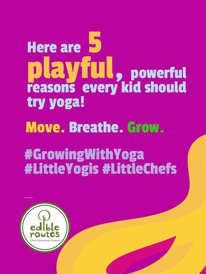 A teaser post listing 5 playful reasons why every kid should try yoga.