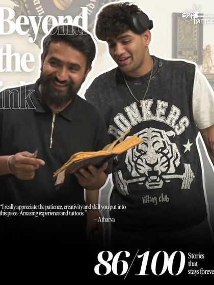 "I really appreciate the patience, creativity and skill you put into this piece. Amazing experience and tattoos." Atharva with his artist Hardik.