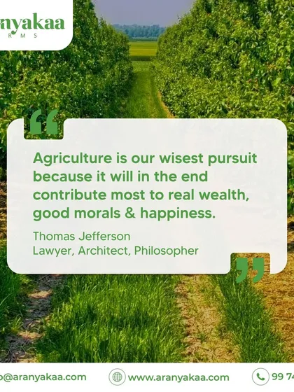 "Agriculture is our wisest pursuit because it will in the end contribute most to real wealth, good morals & happiness." - Thomas Jefferson. We invite you to join us in this wise pursuit.