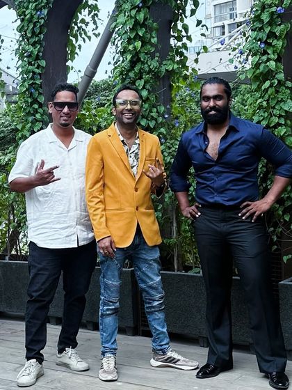 A cool gig calls for a cool picture. The trio after a successful performance.