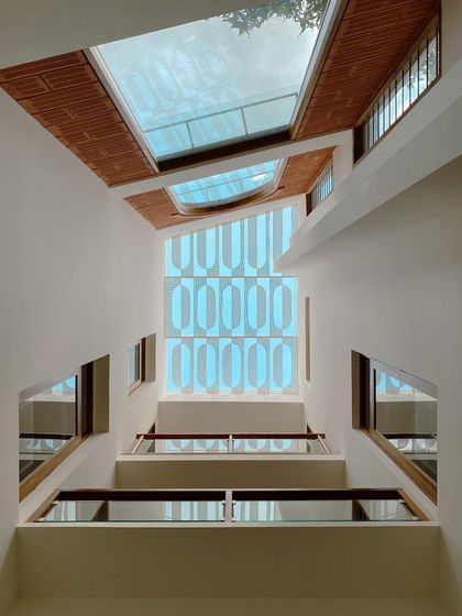 A collection of images that further explore our fascination with light. These photos capture how skylights, courtyards, and jaali walls fill our buildings with dynamic patterns of light and shadow.