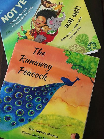 'Not Yet!' and 'The Runaway Peacock', two lovely stories that capture the beautiful imagination of children. Perfect for our Children's Day celebration.