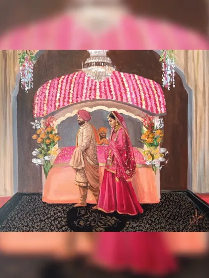 The final painting from a live wedding event in Ludhiana. Capturing the essence of an Anand Karaj ceremony is always a profound experience.