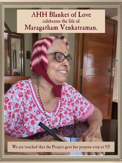 A touching message about the AHH Blanket of Love project, which gave a 92-year-old woman a sense of purpose and fulfillment through knitting.