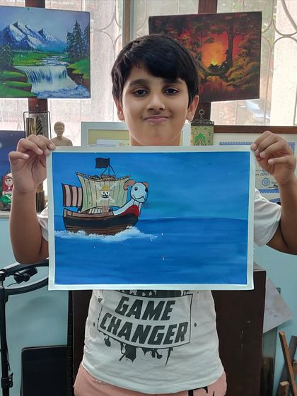 A fun and imaginative take on a pirate ship sailing the open seas. I encourage my students to add their own creative twists to every project.