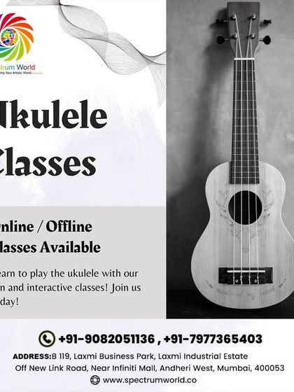 We offer fun and interactive ukulele classes for all ages. This cheerful four-stringed instrument is perfect for beginners looking to start their musical journey and play catchy tunes quickly.