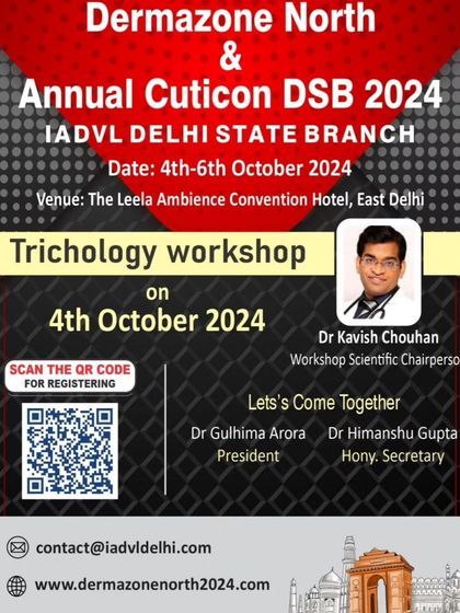 An invitation flyer for the Trichology & Hair Restoration Workshop at DERMAZONE NORTH, for which I served as the Workshop Scientific Chairperson.