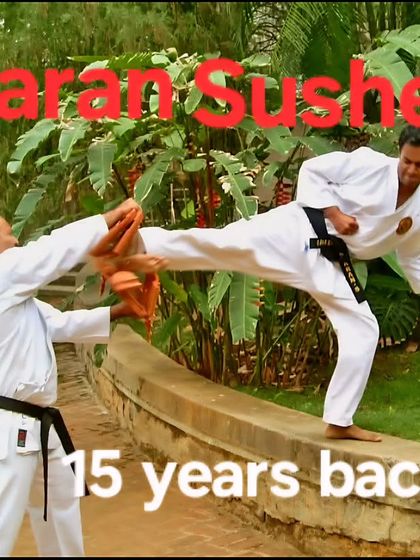 A moment from 15 years ago, practicing a high kick with my student Sharan Susheel. This shows the long term dedication we have to our students' growth, guiding them from their early days to advanced levels.