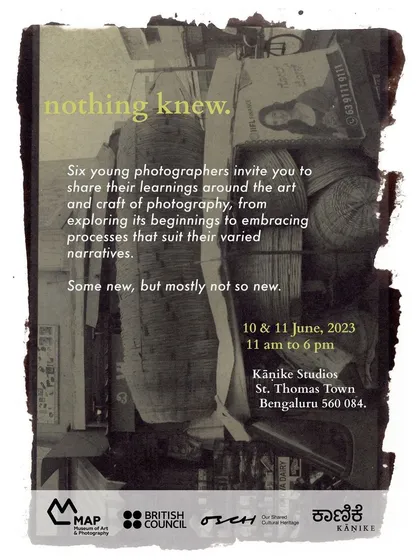 The poster for the "nothing knew." exhibition, showcasing the work of six young photographers from our collaboration with MAP, the British Council, and partners in Glasgow.